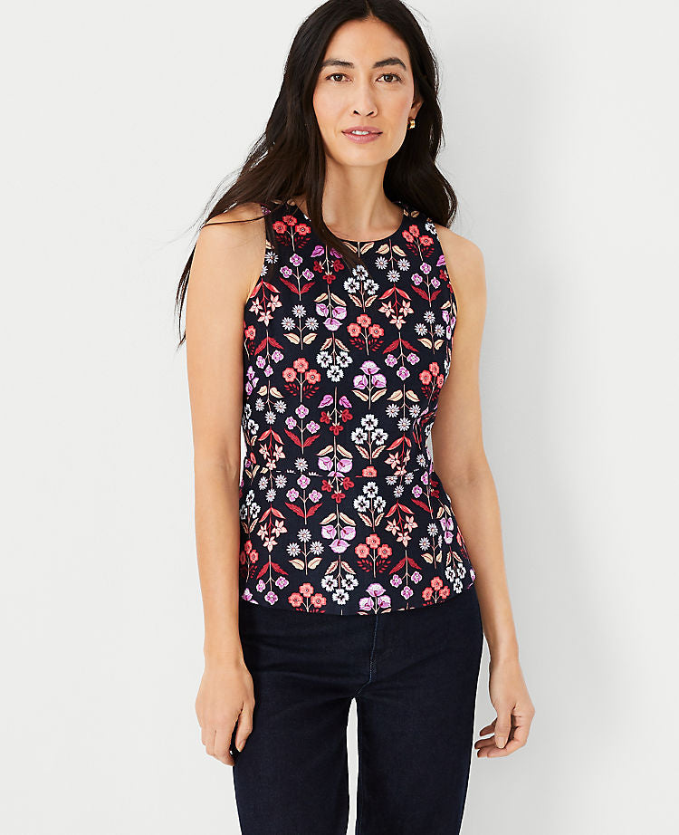Haut cache-cœur peplum à fleurs