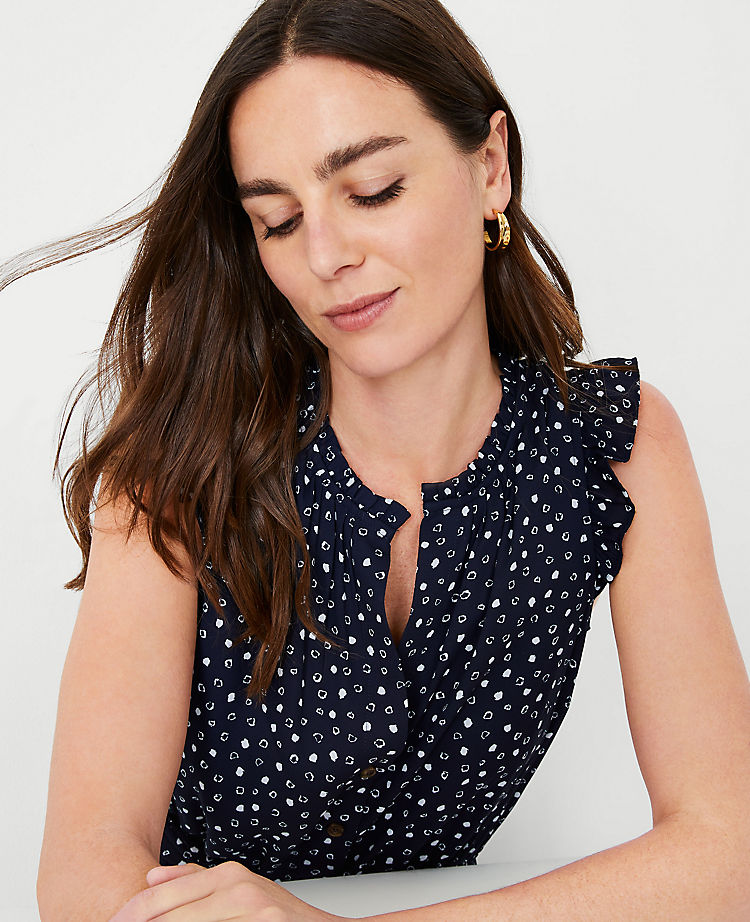 Robe évasée à volants et ceinture imprimé pois