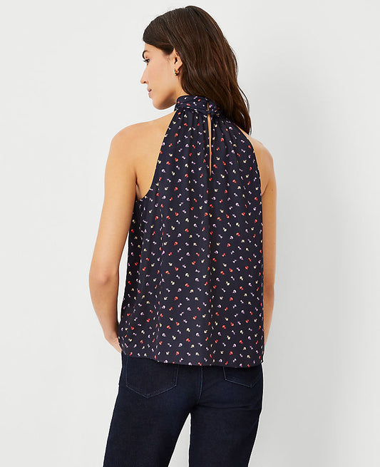 Blumen-Neckholder-Oberteil mit Schleife