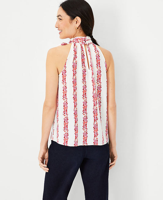 Blumen-Neckholder-Oberteil mit Schleife
