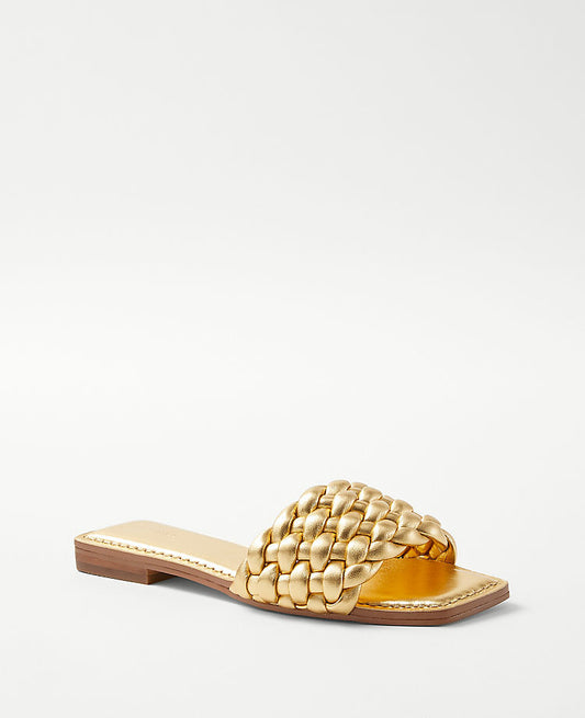 Sandales tissées en cuir gonflé