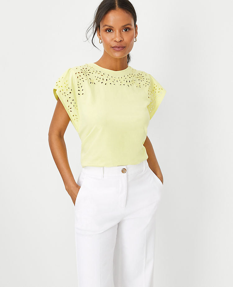 Eyelet Cap Sleeve Tee