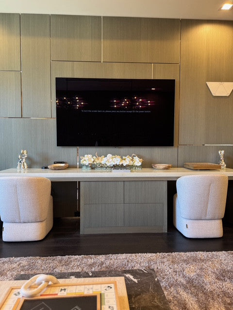 36″ Casa Moderna Glass Plate Planter with white Phalaenopsis orchids