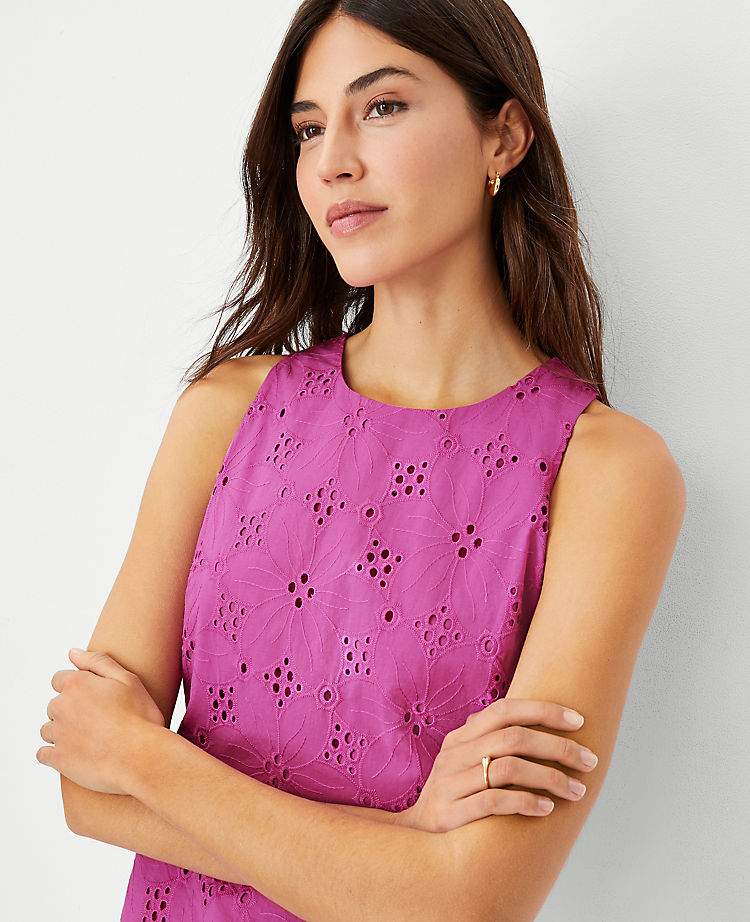 Eyelet Peplum Halter Shell