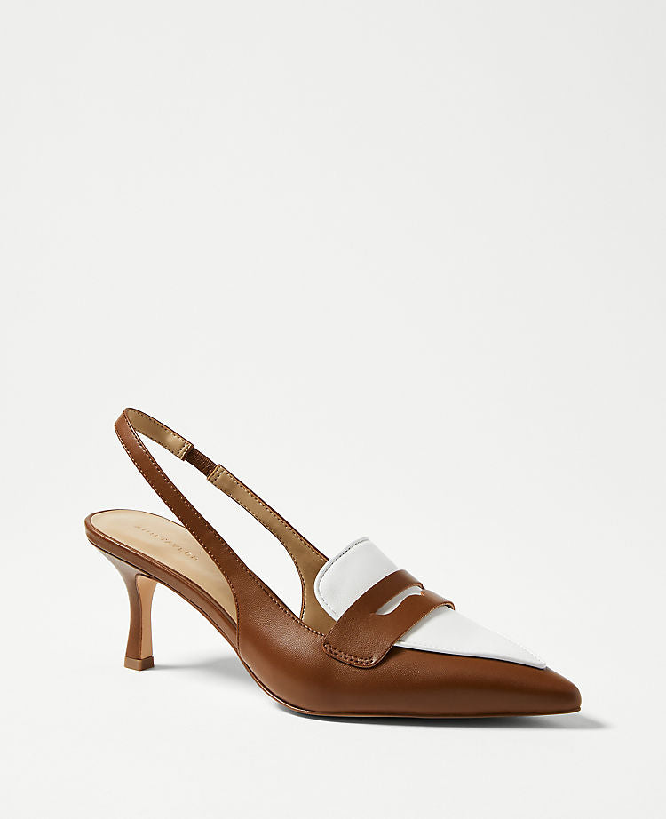 Escarpins à bride arrière en cuir Penny Loafer