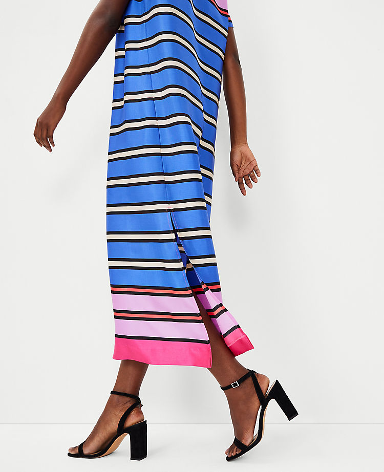 Robe longue rayée multicolore