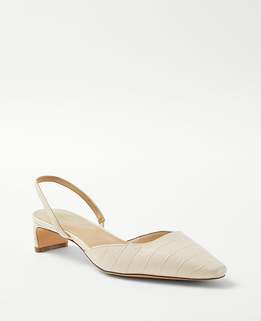 Escarpins à bride arrière en cuir embossé et talon Blade
