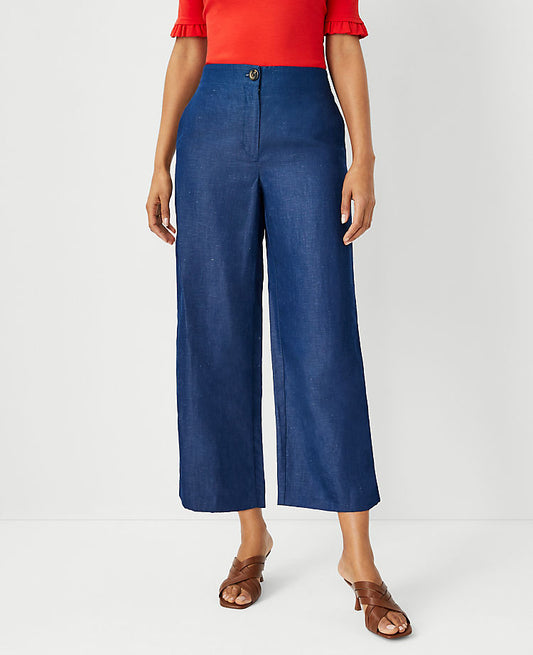 Le pantalon court ample Kate en chambray – Coupe galbée