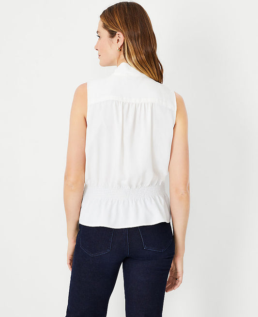 Haut à nouer au cou et à taille smockée