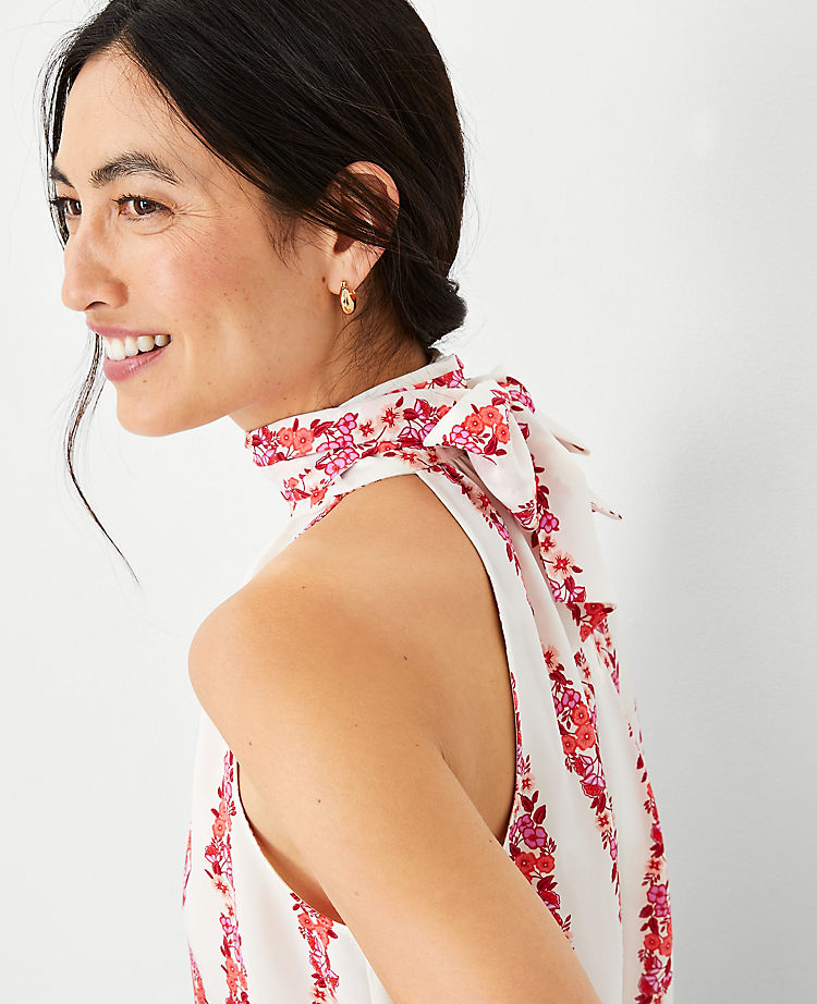 Blumen-Neckholder-Oberteil mit Schleife
