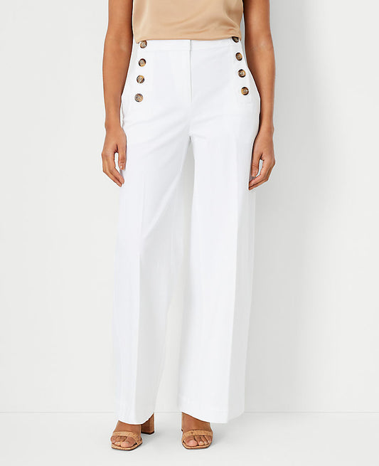 Le pantalon marin large en toile de coton