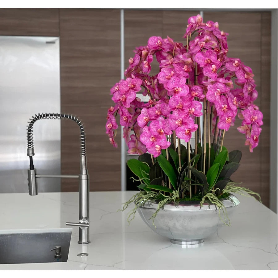 Avenue Bowl avec des orchidées Phalaenopsis roses